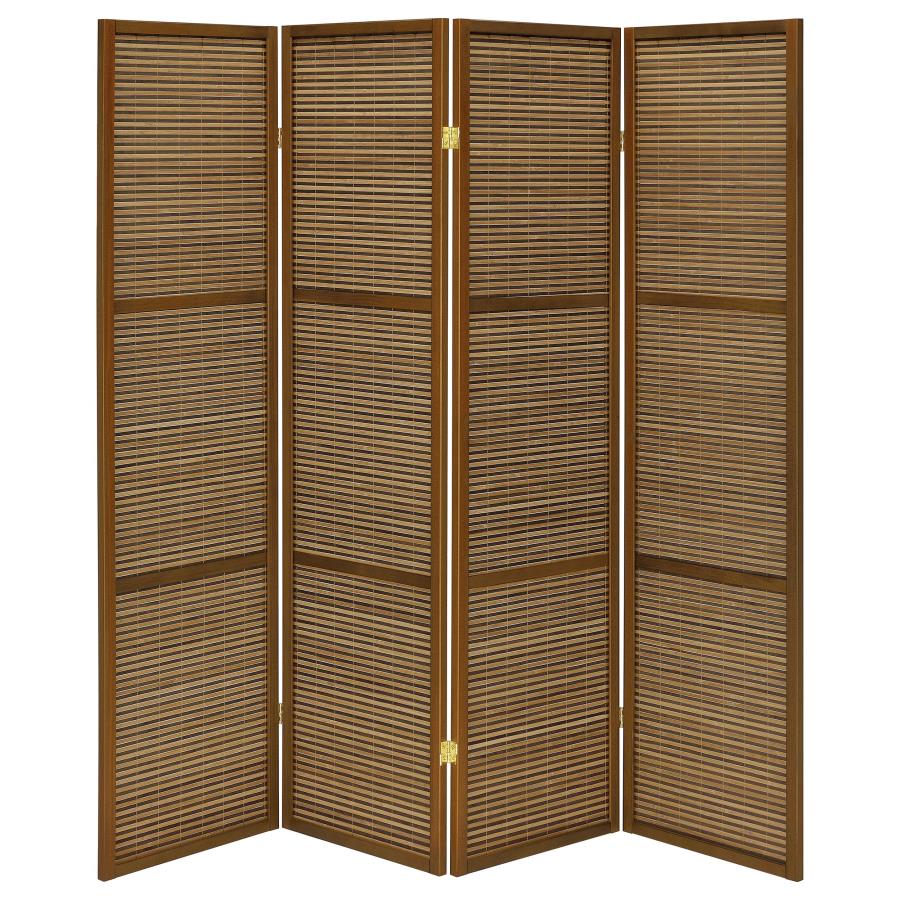 Browning 4-panel Bamboo Room Divider Folding Screen Walnut view 4