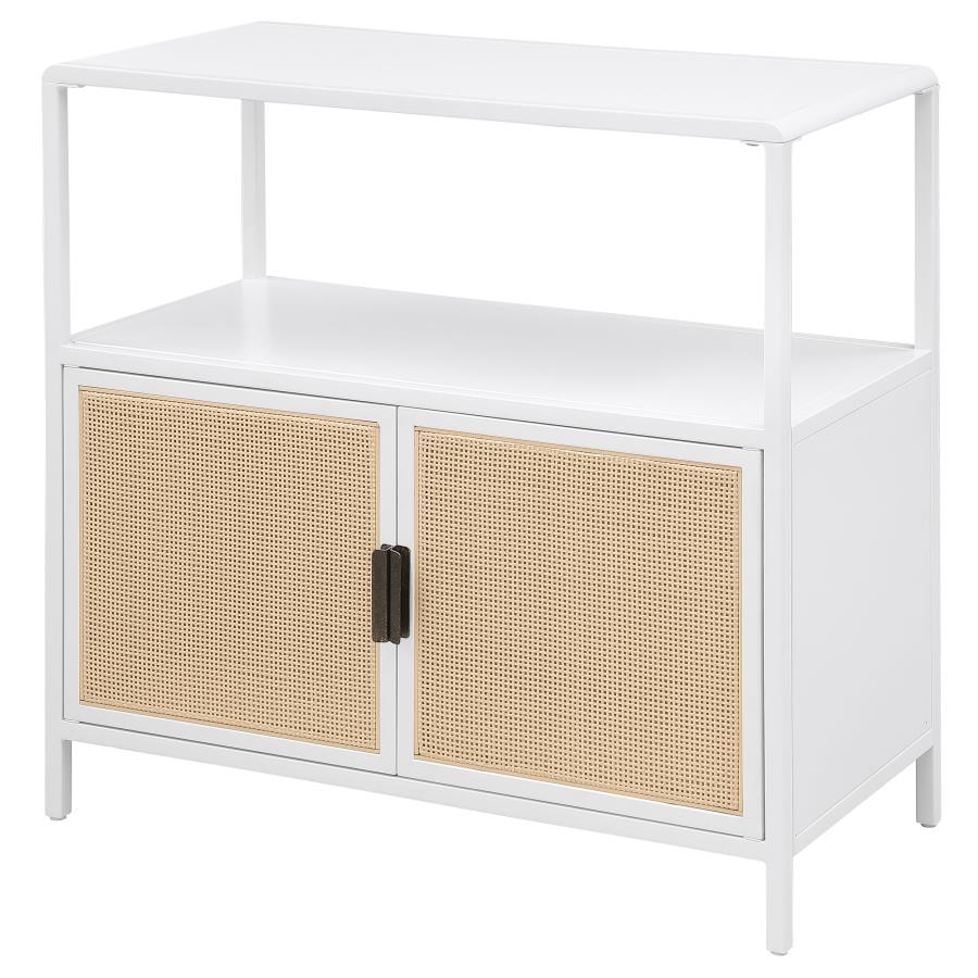 Amherst 2-door Radio Weave Cane Metal Accent Cabinet White view 5
