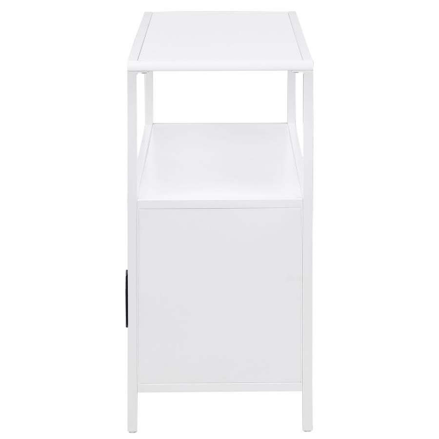 Amherst 2-door Radio Weave Cane Metal Accent Cabinet White view 6