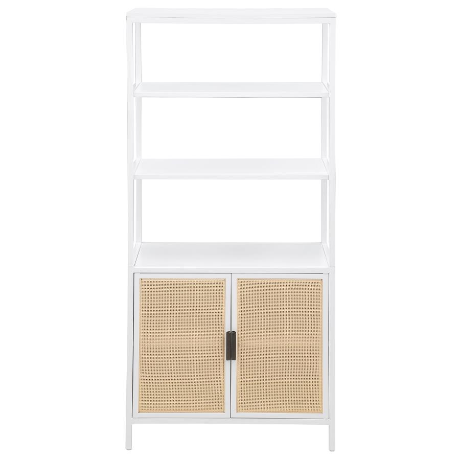 Amherst 3-shelf Radio Weave Cane Metal Accent Cabinet White view 3