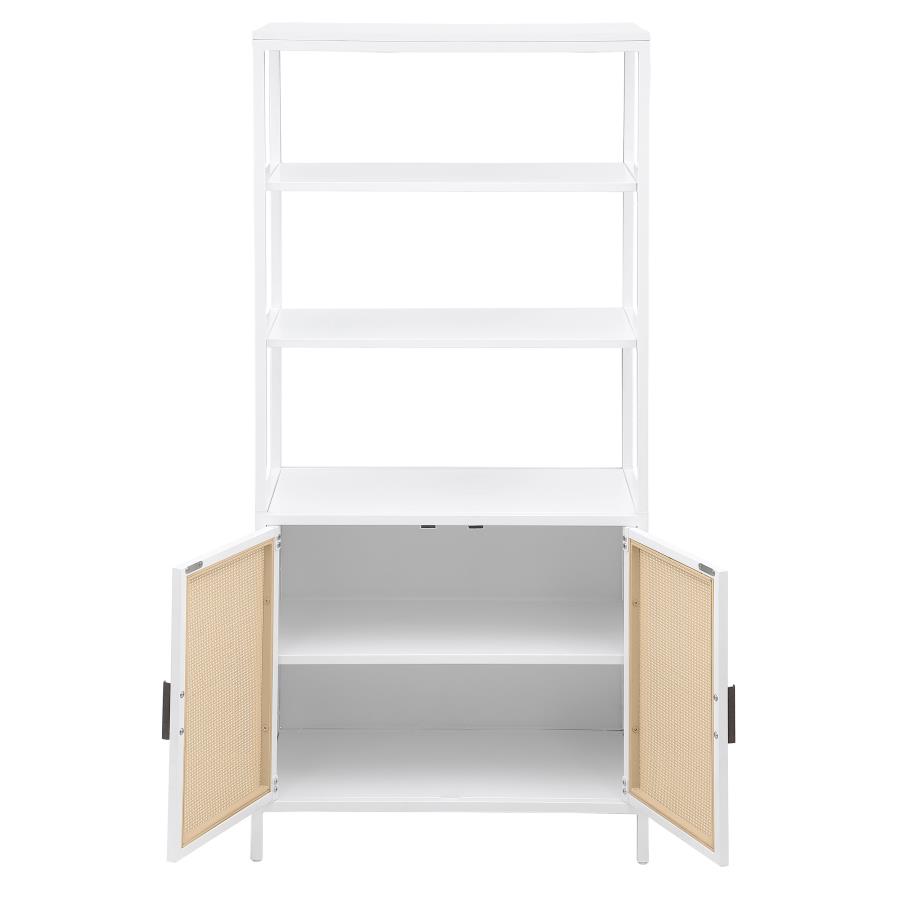 Amherst 3-shelf Radio Weave Cane Metal Accent Cabinet White view 4