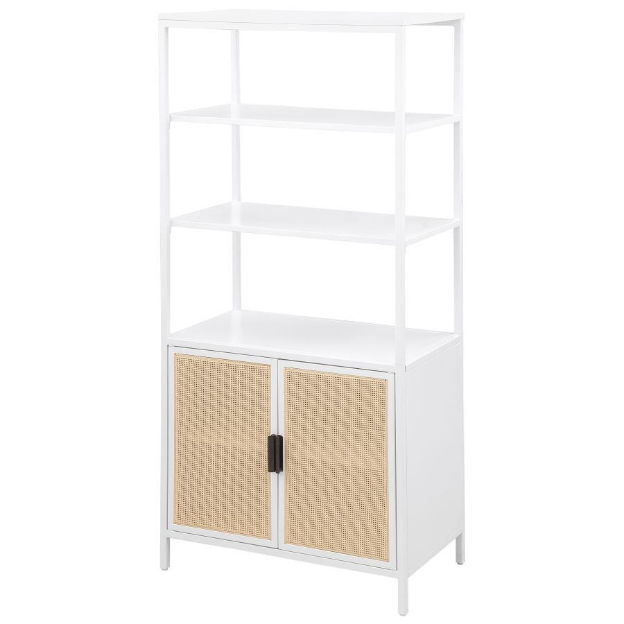 Amherst 3-shelf Radio Weave Cane Metal Accent Cabinet White view 5