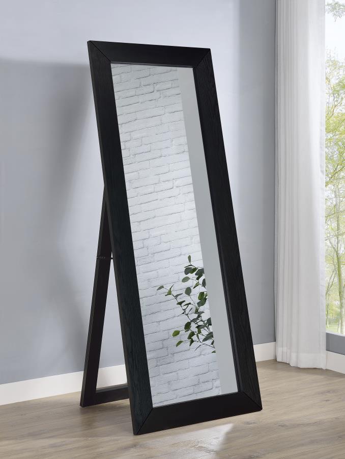 Cadence Tempered Glass Full Length Standing Mirror Black Oak view 2