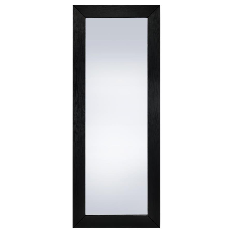Cadence Tempered Glass Full Length Standing Mirror Black Oak view 3