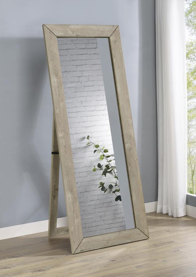 Cadence Tempered Glass Full Length Mirror Grey Washed Oak view 2
