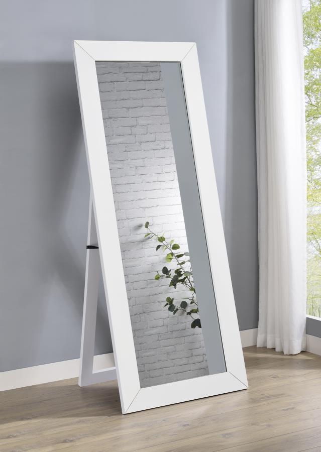 Cadence Tempered Glass Full Length Mirror White High Gloss view 2