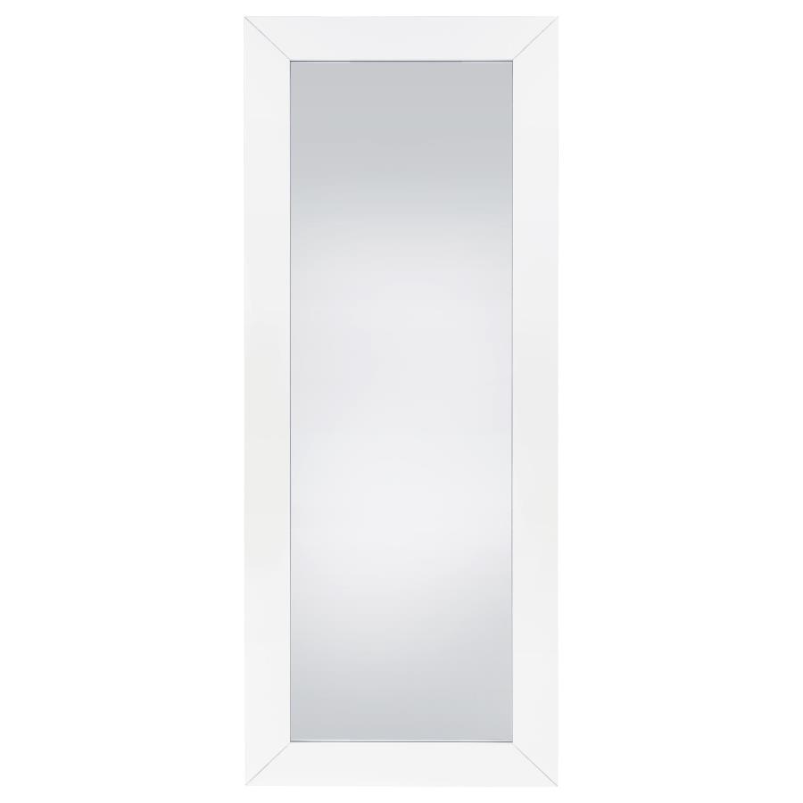 Cadence Tempered Glass Full Length Mirror White High Gloss view 3
