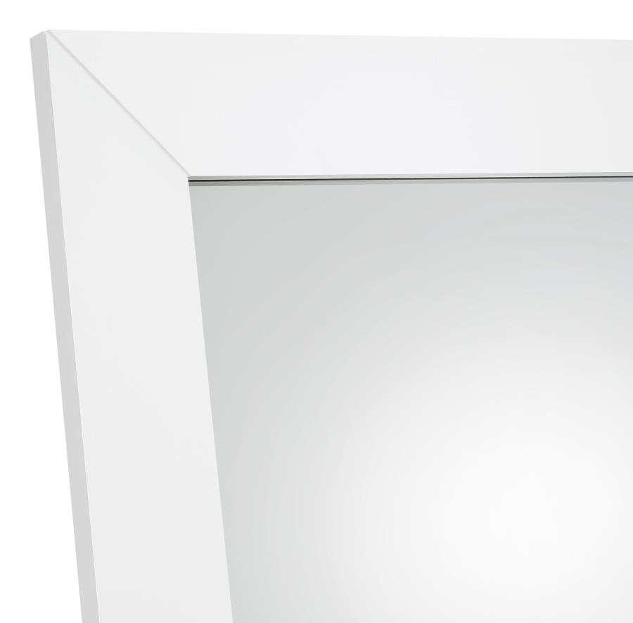 Cadence Tempered Glass Full Length Mirror White High Gloss view 5