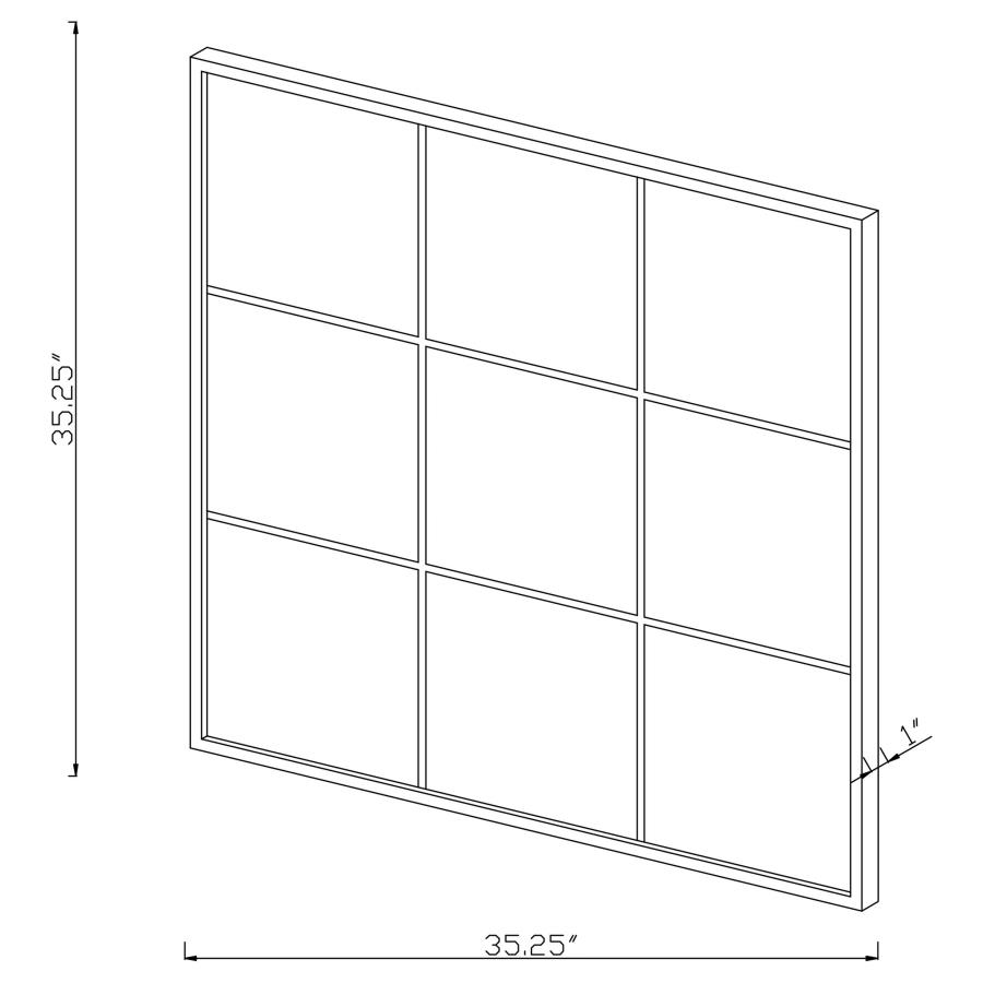 Quetzal 35 x 35 Inch Square Window Pane Wall Mirror Black view 3