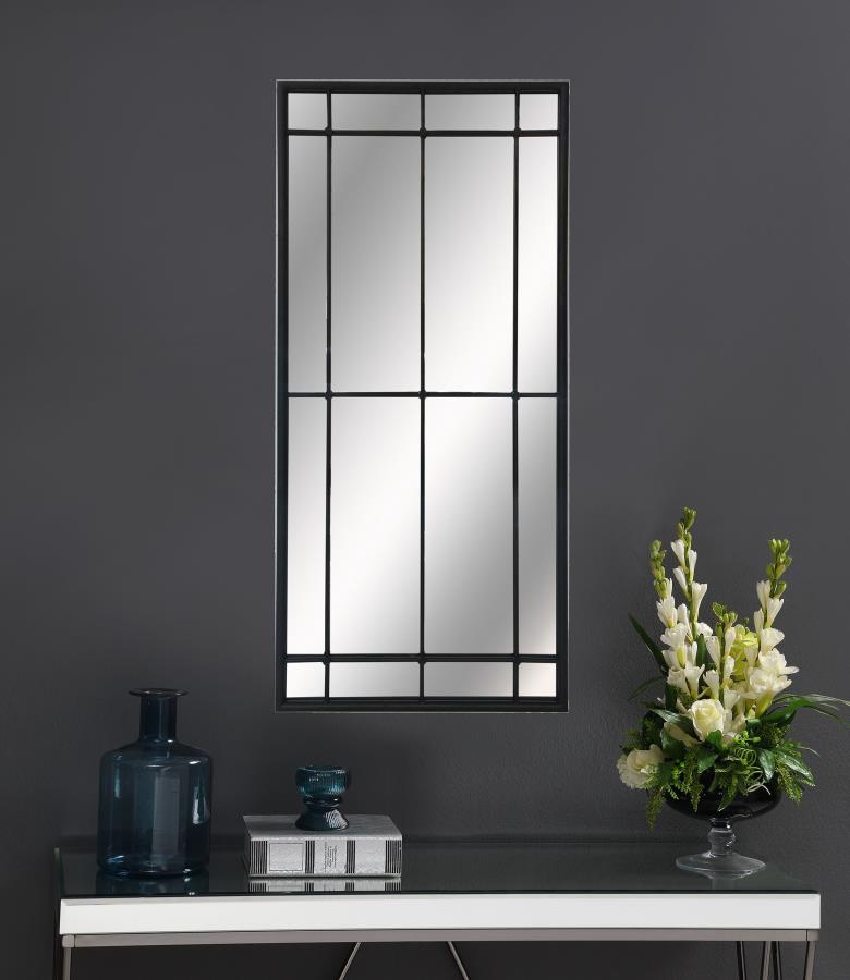 Annetta 24 x 52 Inch Window Pane Wall Mirror Black view 2