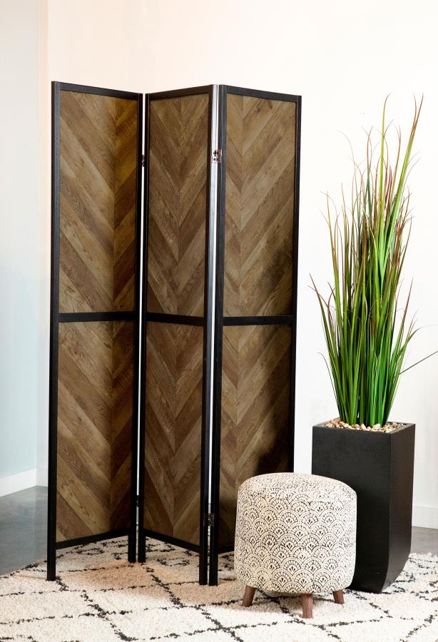 Marlene 3-Panel Room Divider Folding Screen Rustic Tobacco view 2