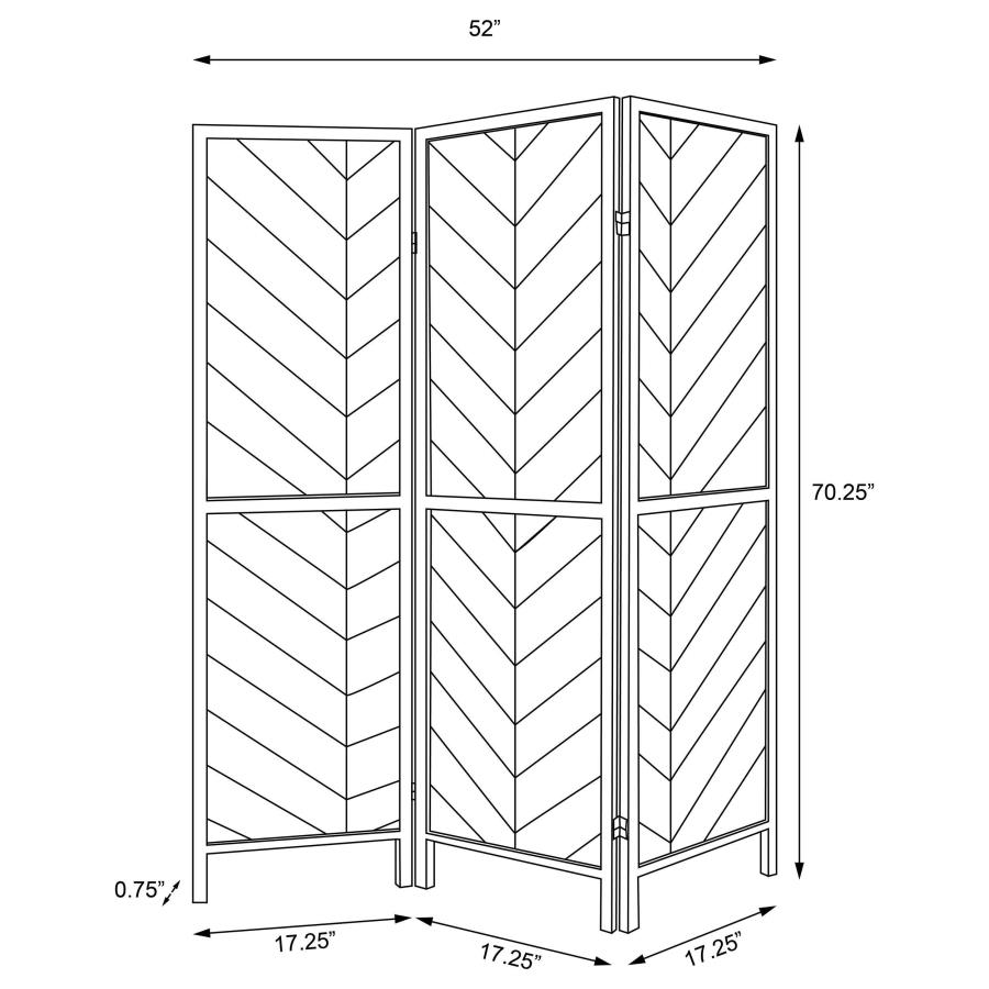 Marlene 3-Panel Room Divider Folding Screen Rustic Tobacco view 6