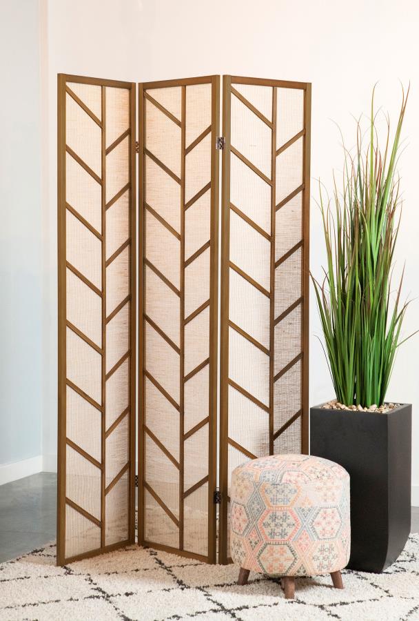 Mila 3-Panel Room Divider Folding Shoji Screen Walnut view 2