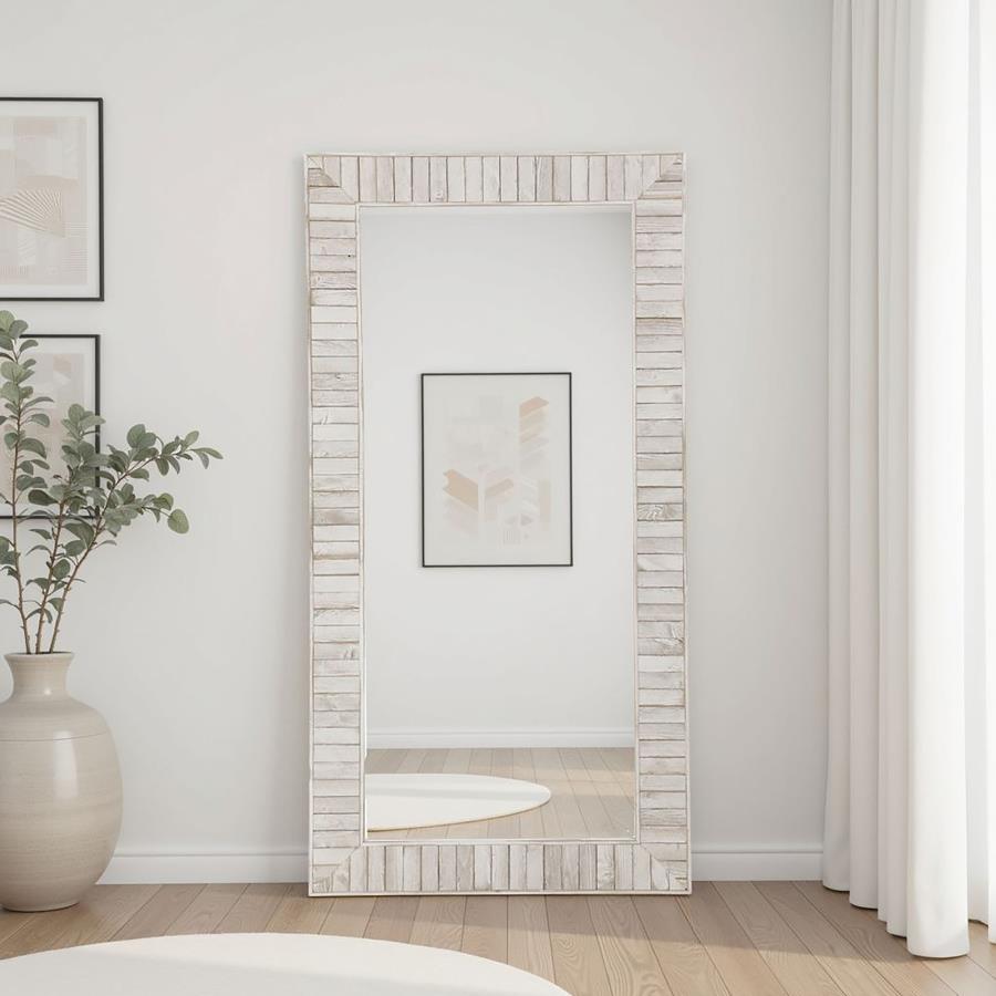 Pino 34 x 68 Inch Wood Framed Floor Mirror White view 2