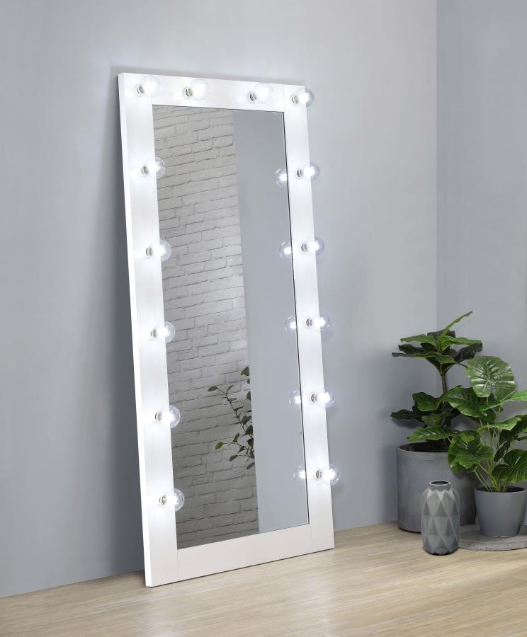 Zayan 32 x 71 Inch Floor Mirror LED Lighting White Gloss view 2