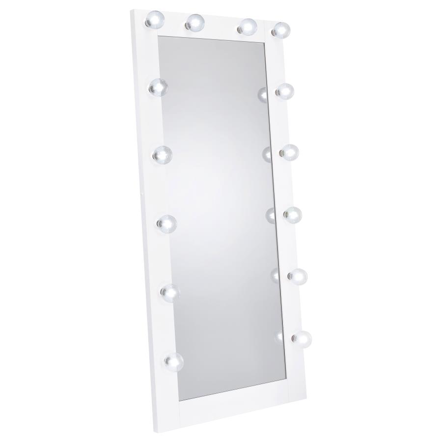 Zayan 32 x 71 Inch Floor Mirror LED Lighting White Gloss view 3