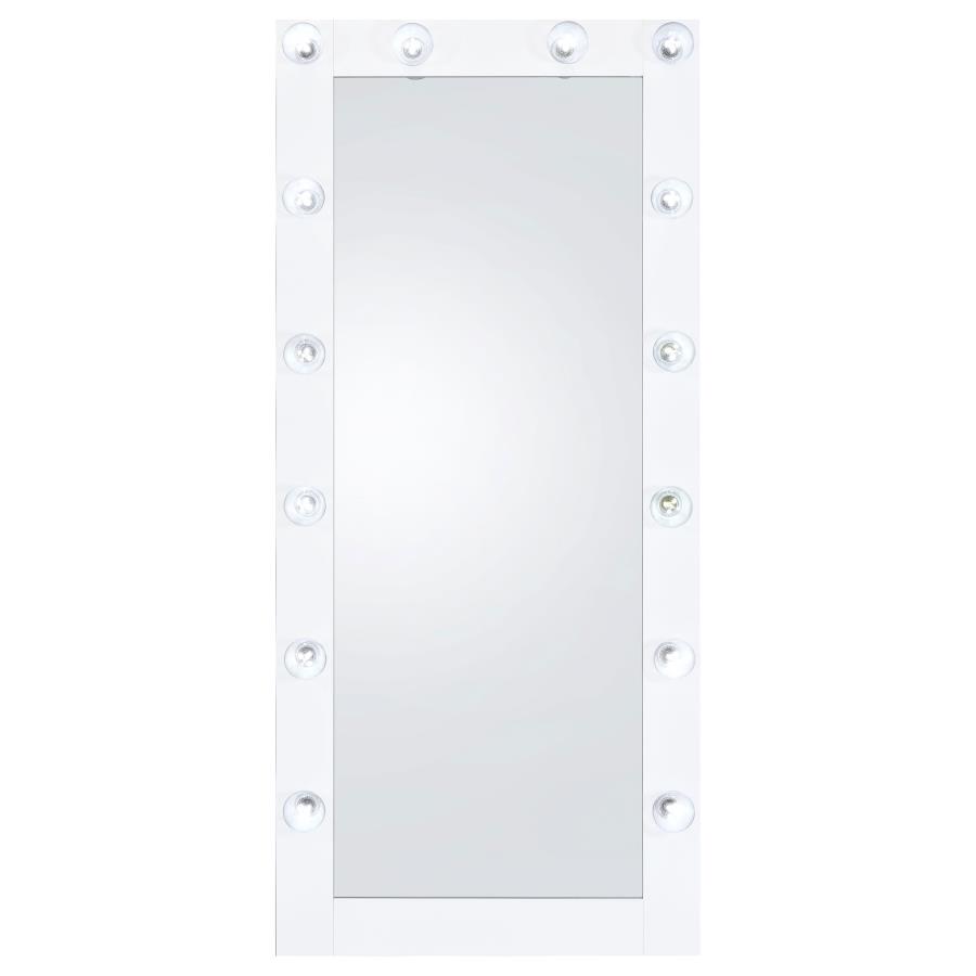 Zayan 32 x 71 Inch Floor Mirror LED Lighting White Gloss view 5