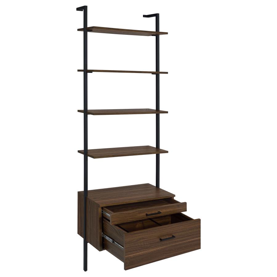 Owens 96-inch 4-shelf Storage Wall Bookshelf Walnut view 3