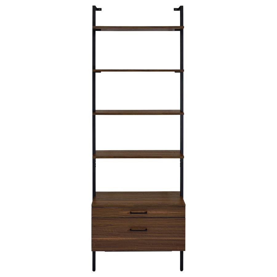 Owens 96-inch 4-shelf Storage Wall Bookshelf Walnut view 4