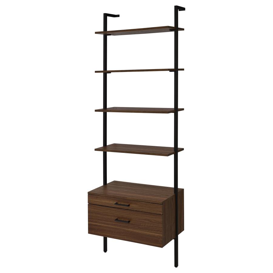 Owens 96-inch 4-shelf Storage Wall Bookshelf Walnut view 5