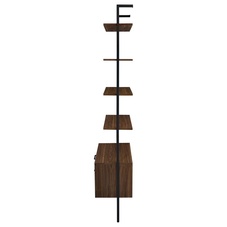 Owens 96-inch 4-shelf Storage Wall Bookshelf Walnut view 6