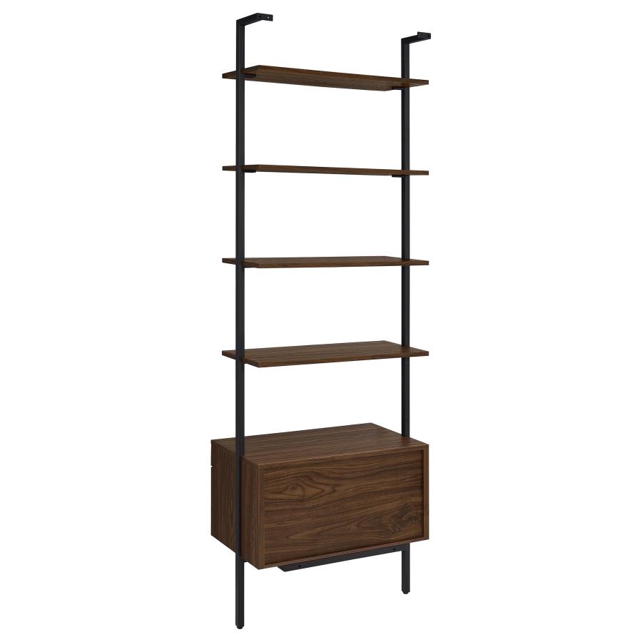Owens 96-inch 4-shelf Storage Wall Bookshelf Walnut view 7