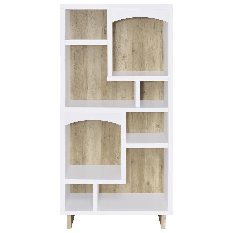 Dalton 65-inch 6-shelf Bookcase White and Distressed Pine view 3