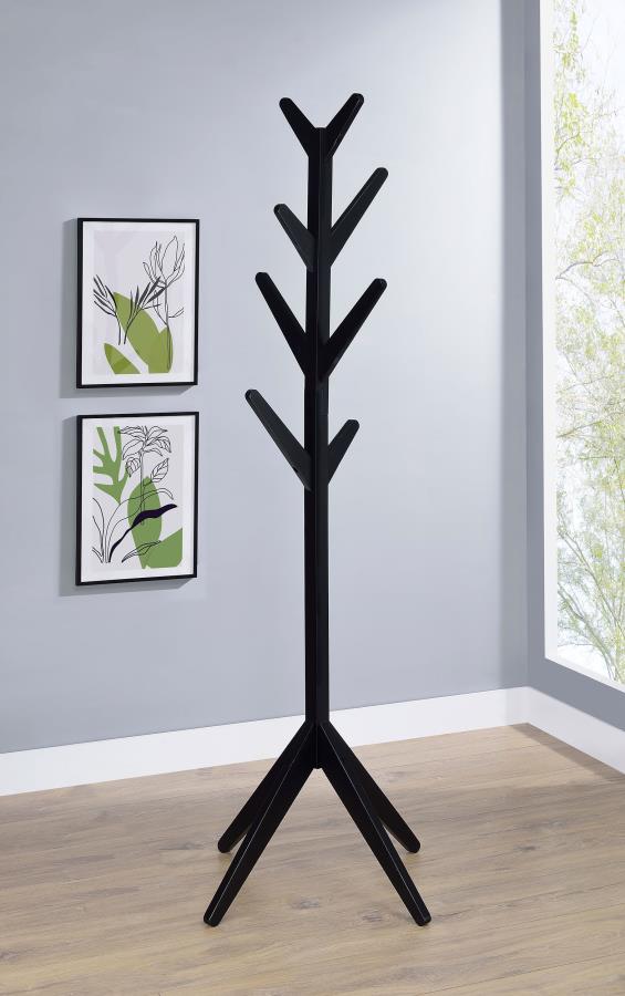 Margaret Solid Wood Coat Rack Clothing Hanger Black view 2
