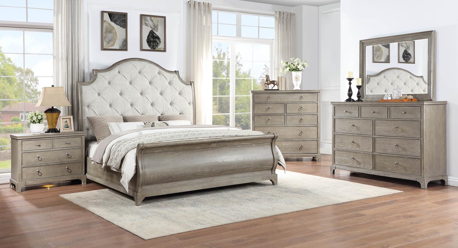 QUEEN BED FRAME - DRESSER - MIRROR view 2
