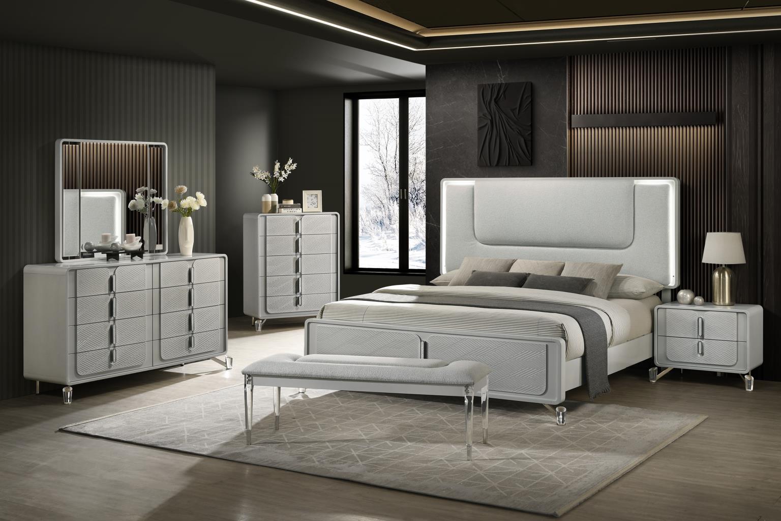 KING BED FRAME - DRESSER - MIRROR - CHEST - NIGHTSTAND view 2