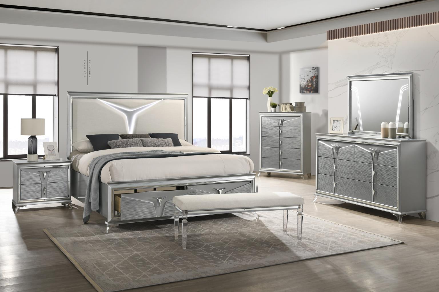 KING BED FRAME - DRESSER - MIRROR view 2