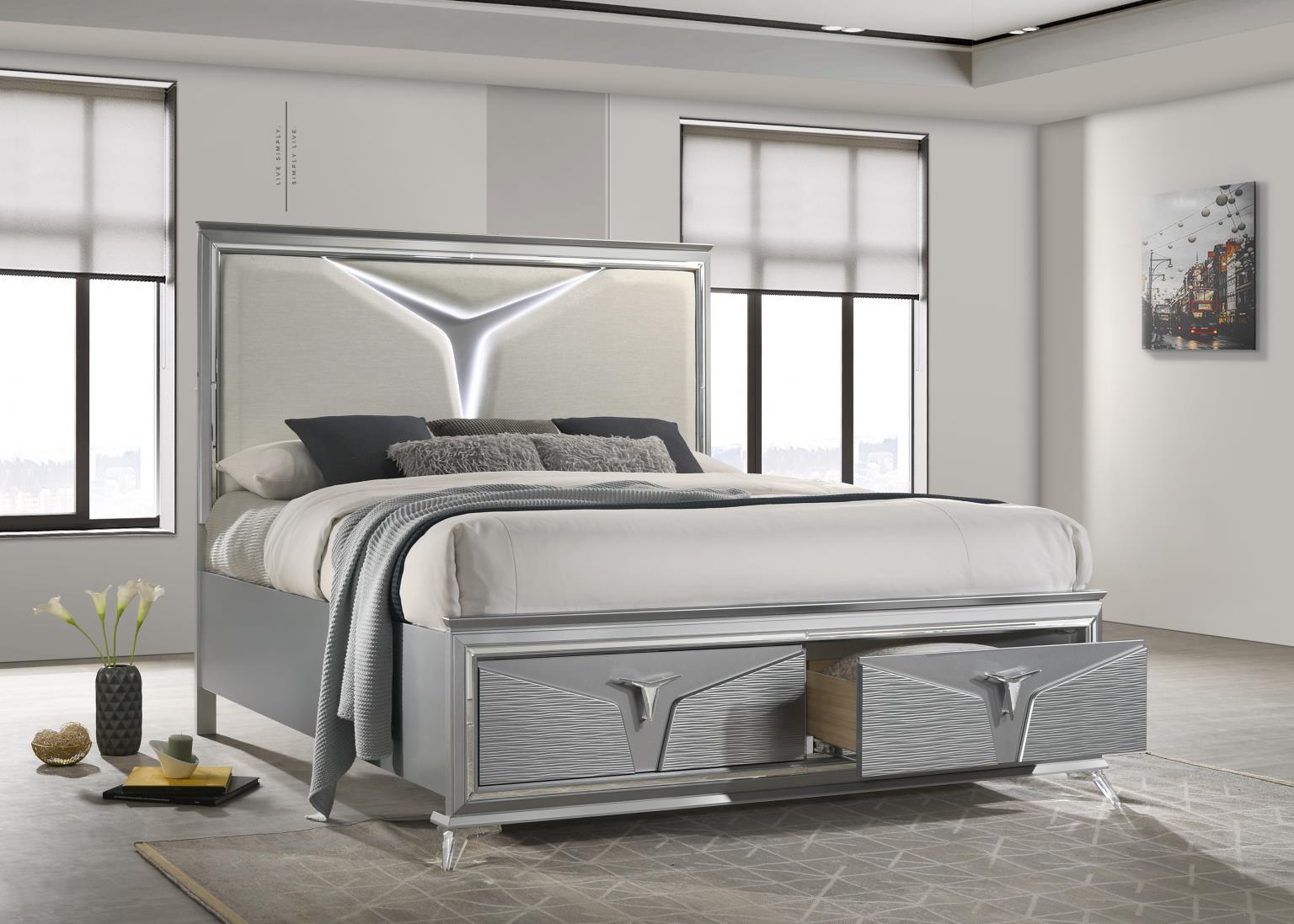QUEEN BED FRAME - DRESSER - MIRROR view 3