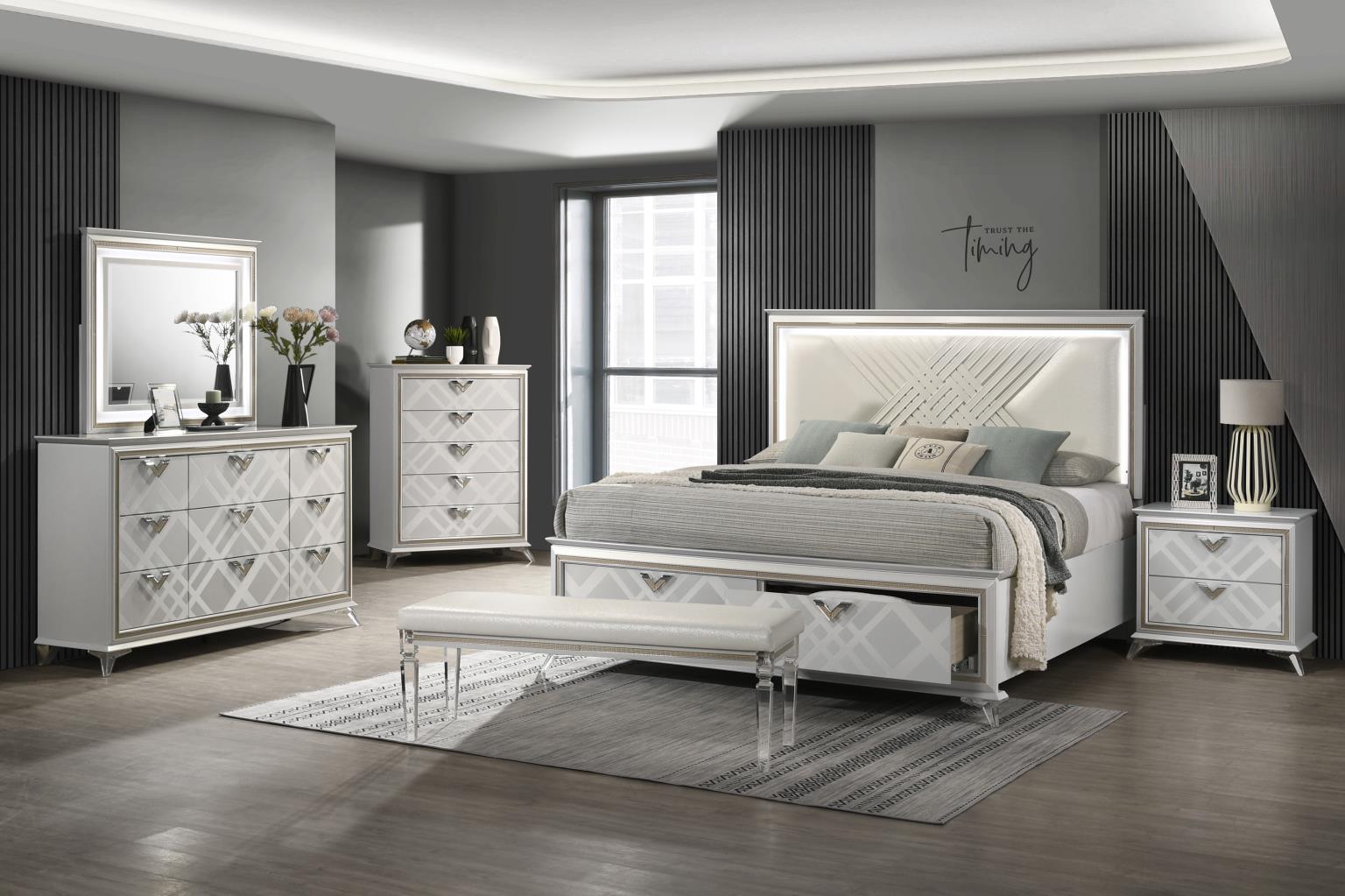 KING BED FRAME - DRESSER - MIRROR view 2