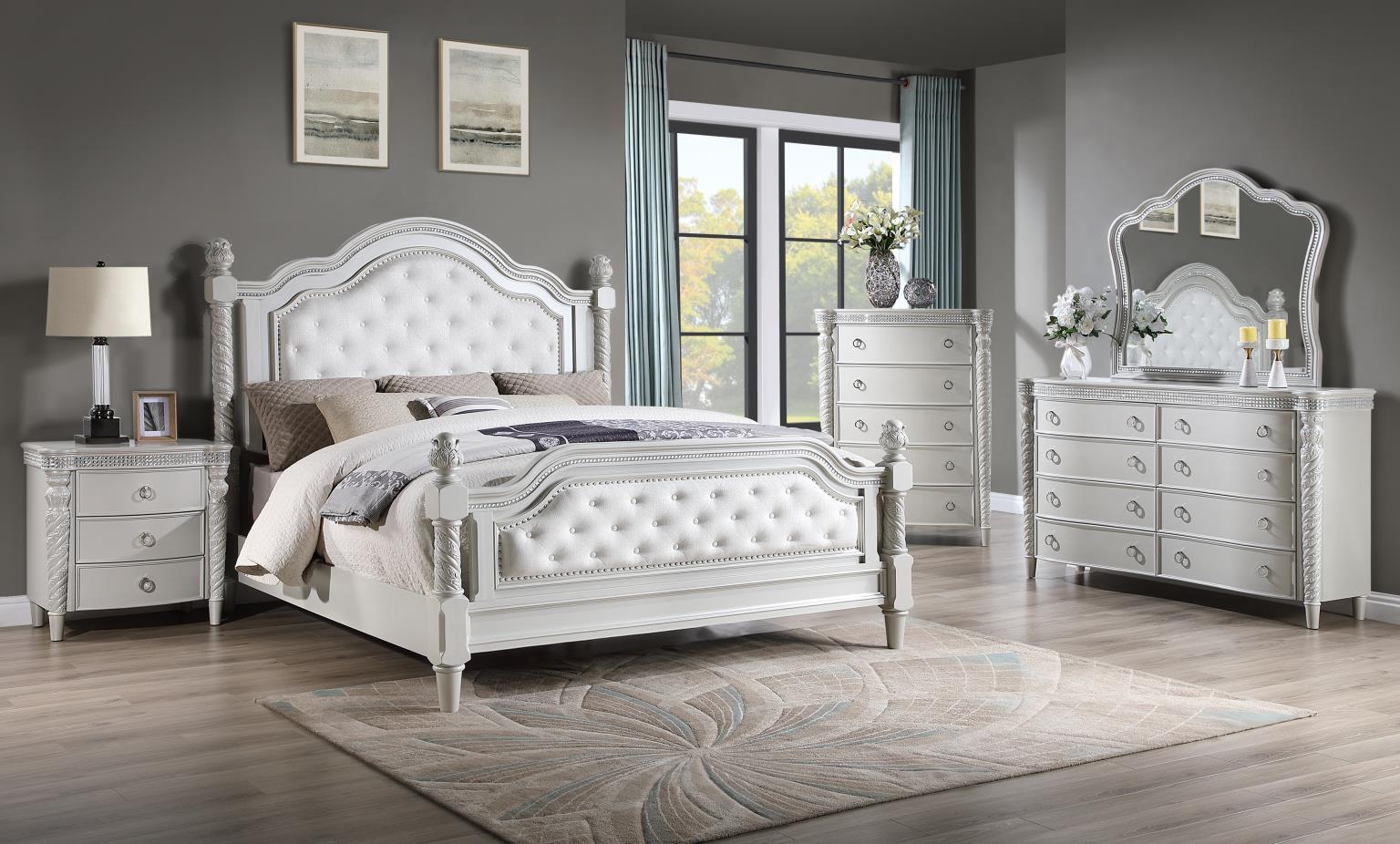 QUEEN BED - DRESSER - MIRROR view 2