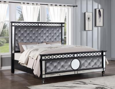 GRAY VELVET KING BED