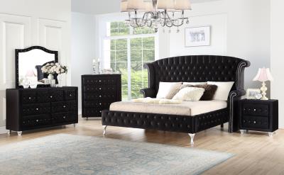 BLACK VELVET QUEEN BED