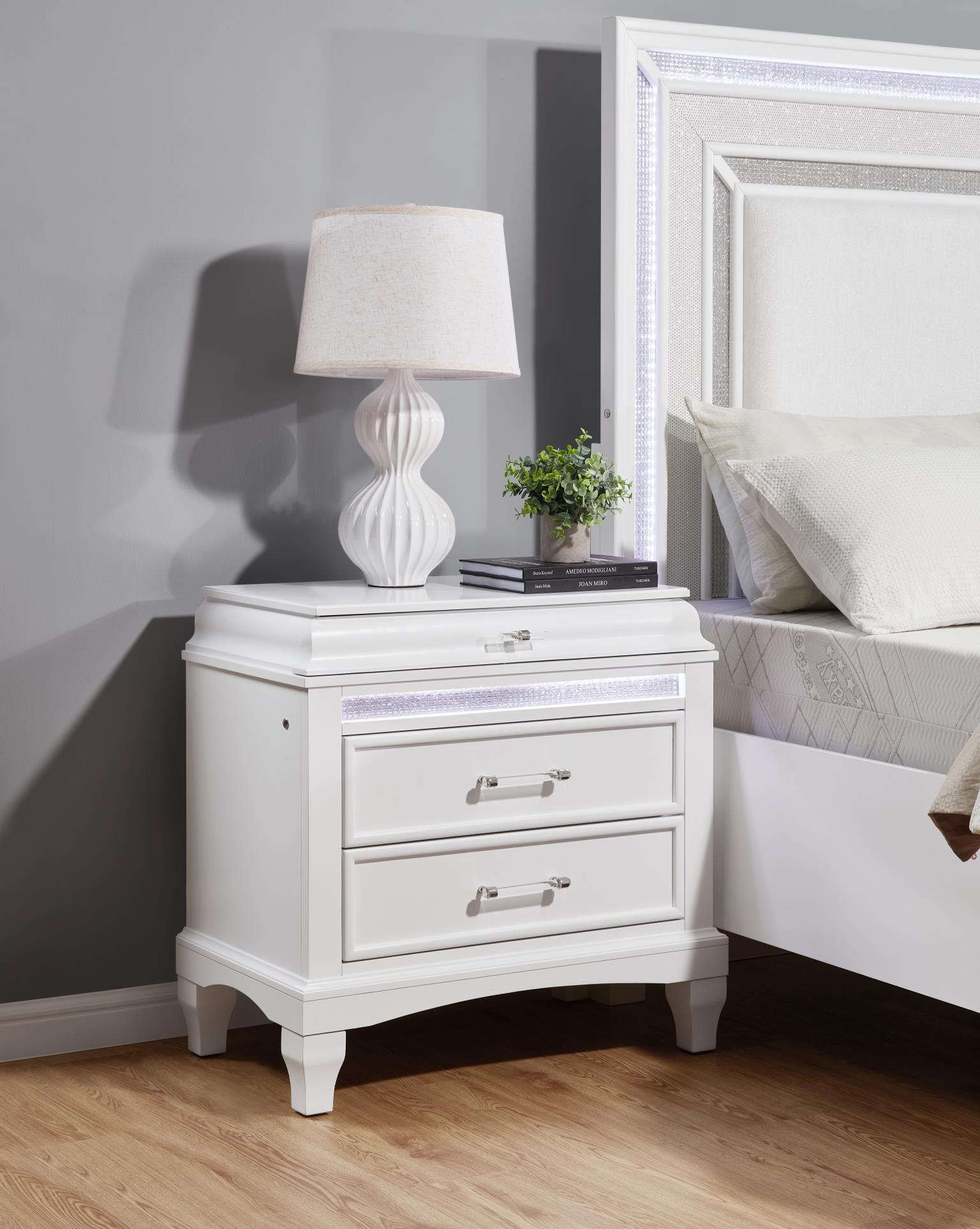 WHITE LED NIGHT STAND view 2