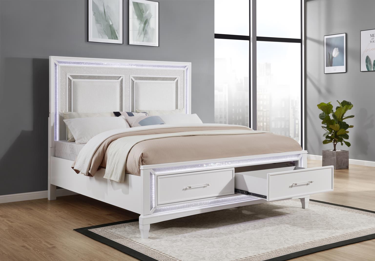 WHITE LED QUEEN BED view 2
