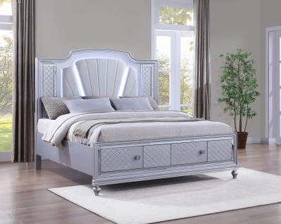 SILVER LED QUEEN BED