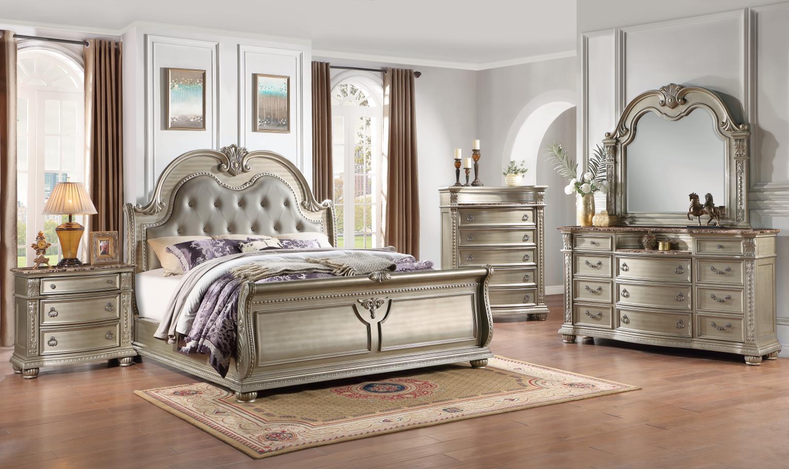 QUEEN BED - DRESSER - MIRROR view 2
