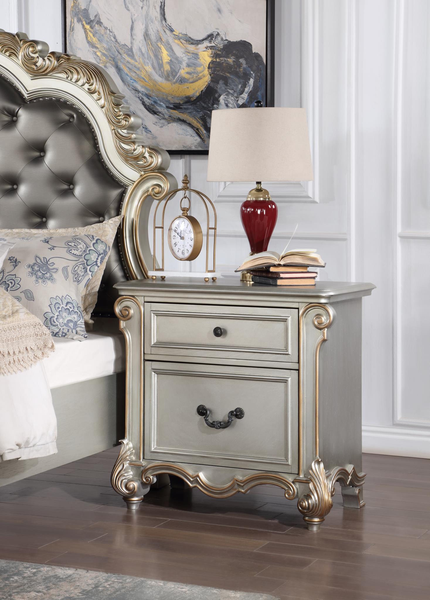 ANTIQUE PLATINUM NIGHTSTAND view 2