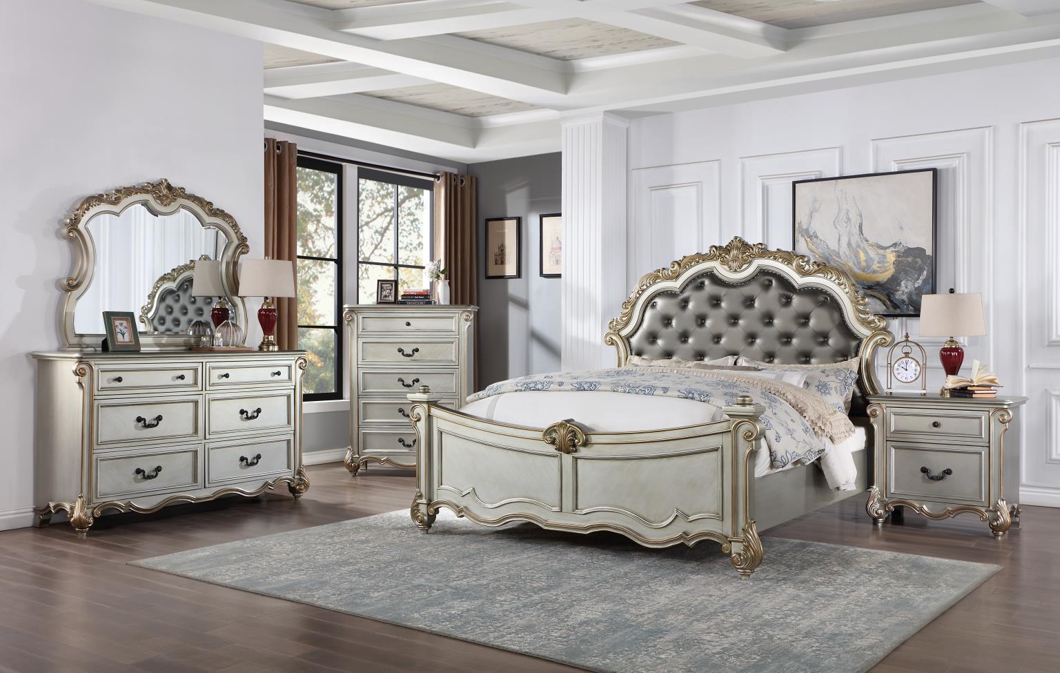 QUEEN BED - DRESSER - MIRROR view 2