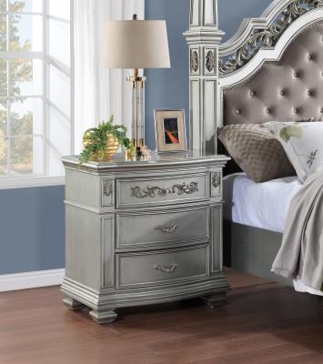 SILVER METALLIC NIGHTSTAND