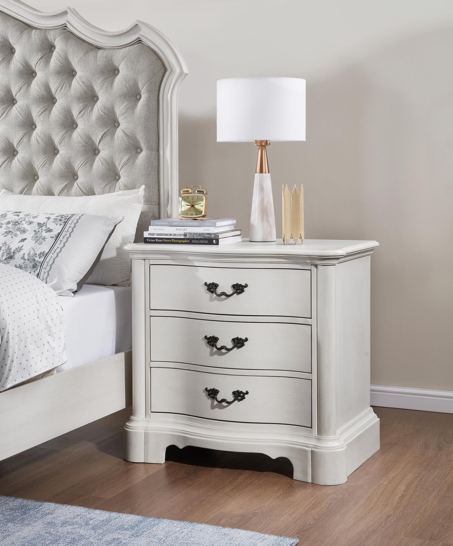 ANTIQUE WHITE KING BED view 6