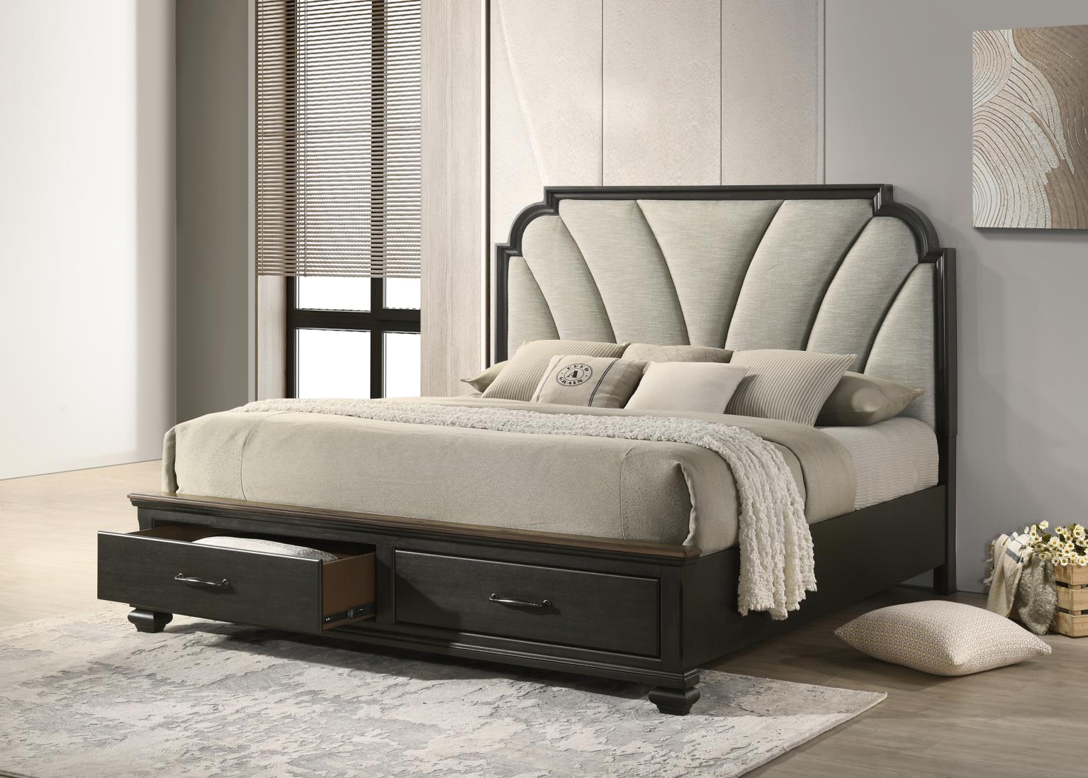 CHARCOAL BLACK KING BED view 2