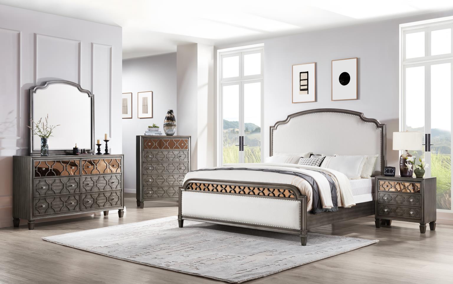 QUEEN BED FRAME - DRESSER - MIRROR - CHEST - NIGHTSTAND view 2