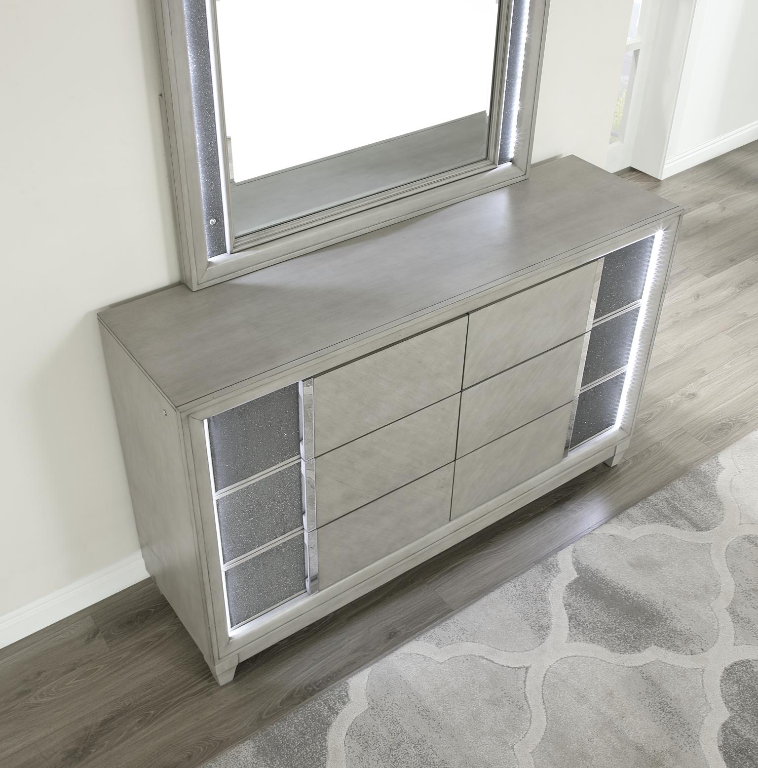 QUEEN BED-DRESSER-MIRROR view 4