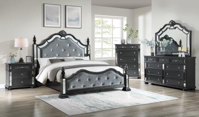 QUEEN BED FRAME - DRESSER - MIRROR - CHEST - NIGHTSTAND