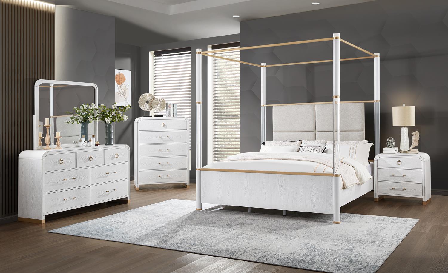 KING BED FRAME - DRESSER - MIRROR - CHEST - NIGHTSTAND view 2