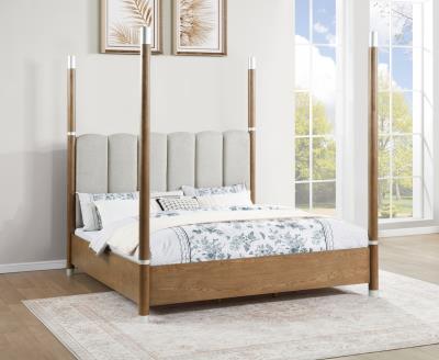 WARM BROWN CANOPY KING BED